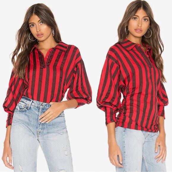 L’Academie The Marion Blouse in Red & Black size Medium - Picture 10 of 11